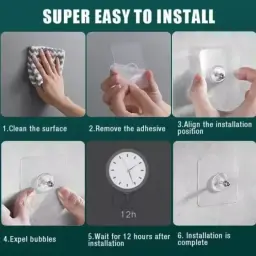 Self Adhesive Wall Hooks installation steps - DrutoBD