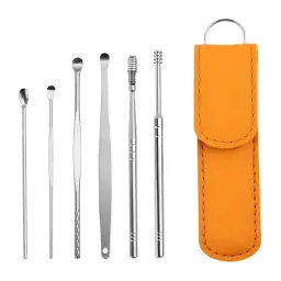 Stainless Steel Ear Pick Set with Leather Case - DrutoBD