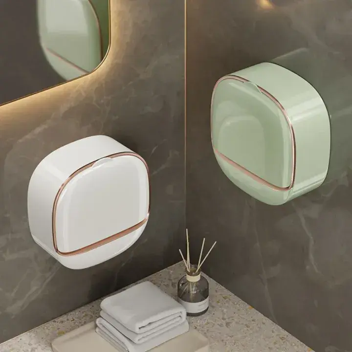 Wall mounted flip top soap box green color - DrutoBD