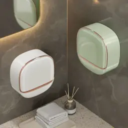 Wall mounted flip top soap box green color - DrutoBD