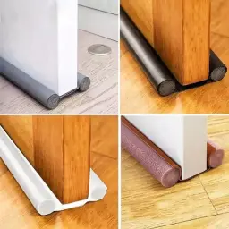 Washable door draft stopper sliding under wood and white doors - DrutoBD