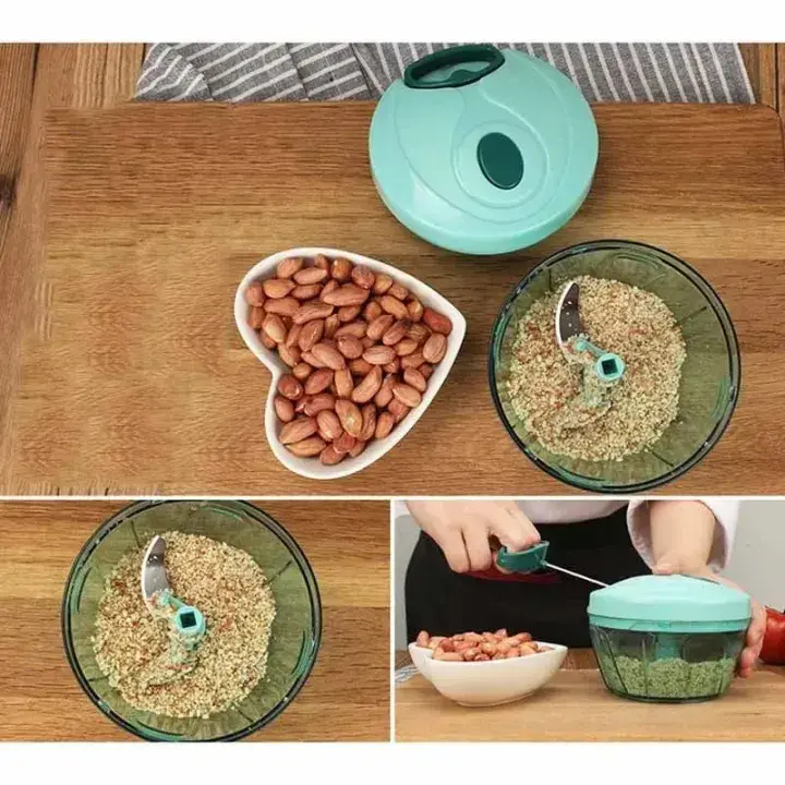 Stainless steel 3-blade manual chopper chopping nuts - DrutoBD