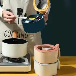 Woman cooking with blue 4 Section Kitchen Spice Box price in Bangladesh - DrutoBD