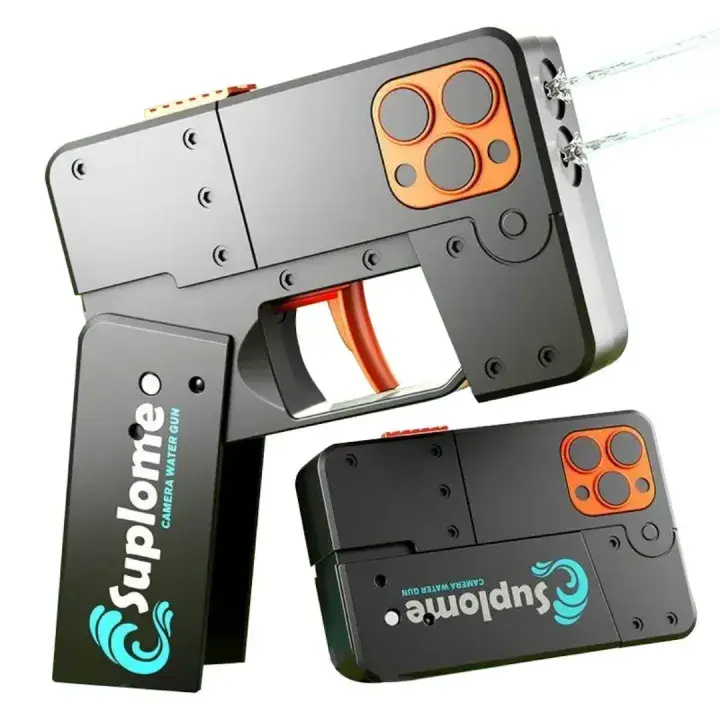 Black phone shape water gun with orange camera bump - DrutoBD
