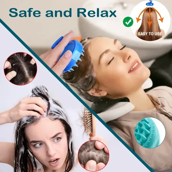 Woman using scalp massager brush for hair washing - DrutoBD