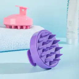 Purple silicone scalp massager brush with thick bristles - DrutoBD