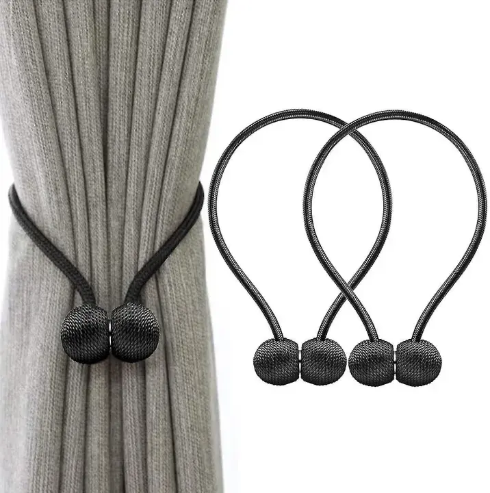 Black magnetic curtain buckle close look - DrutoBD