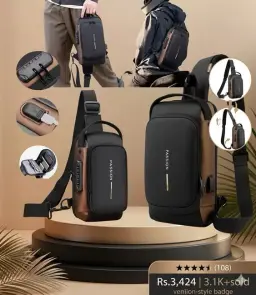 USB charging port feature of Anti-theft chest bag - DrutoBD