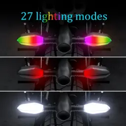 2 PCS 27 mode projector indicator light showing multicolor, red, and white glowing modes