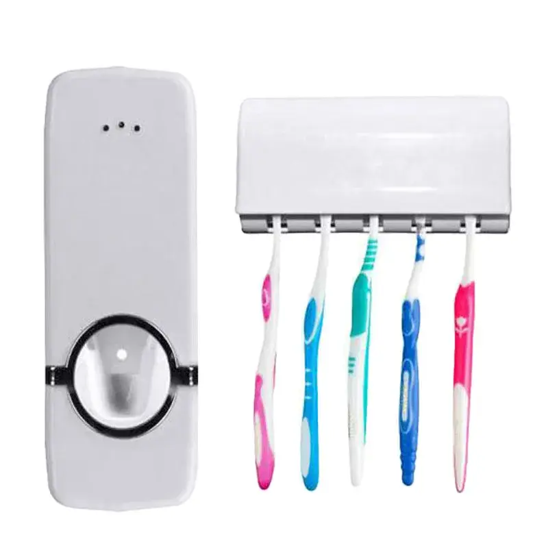 Toothpaste Dispenser & Brush Holder White